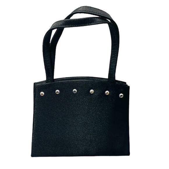 Small Black Evening Purse with Rhinestones, Optional Long Strap - Picture 1 of 5